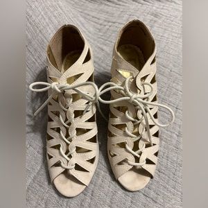 Maurice’s Cream lace up wedges